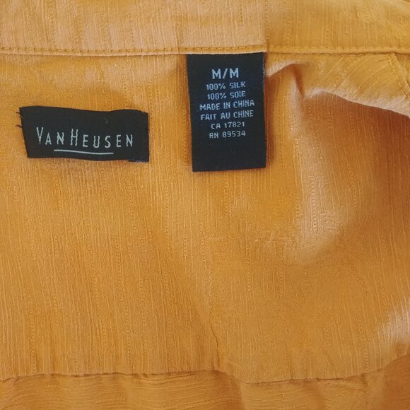 Van Heusen Mens 100% silk orange short sleeve button down shirt Medium - Picture 12 of 15